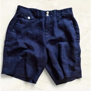 Lauren Ralph Lauren Women’s Linen Shorts Size 10 Navy Blue Waist Classic Preppy